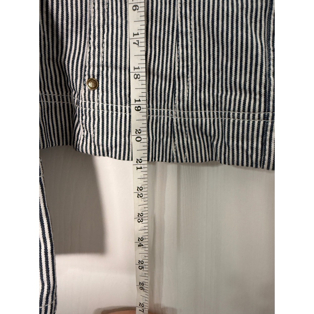 Live a Little Jacket Womens Large Blue Hickory Stripe Excellent Western Denim - Picture 7 of 7